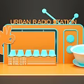 Urban Radio Station Themed Photo Spot With City Elements And Colorful Design
