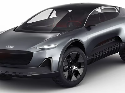 Audi Concept Car With Sleek Modern Design Silver Gray Body And Large Wheels 3d model