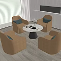 Modern Beige Chair And Round White Table Set For Living Room Interior Design