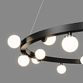 Modern Black Round Ring Frame Chandelier With Multiple Circular LED Bulbs 3d model