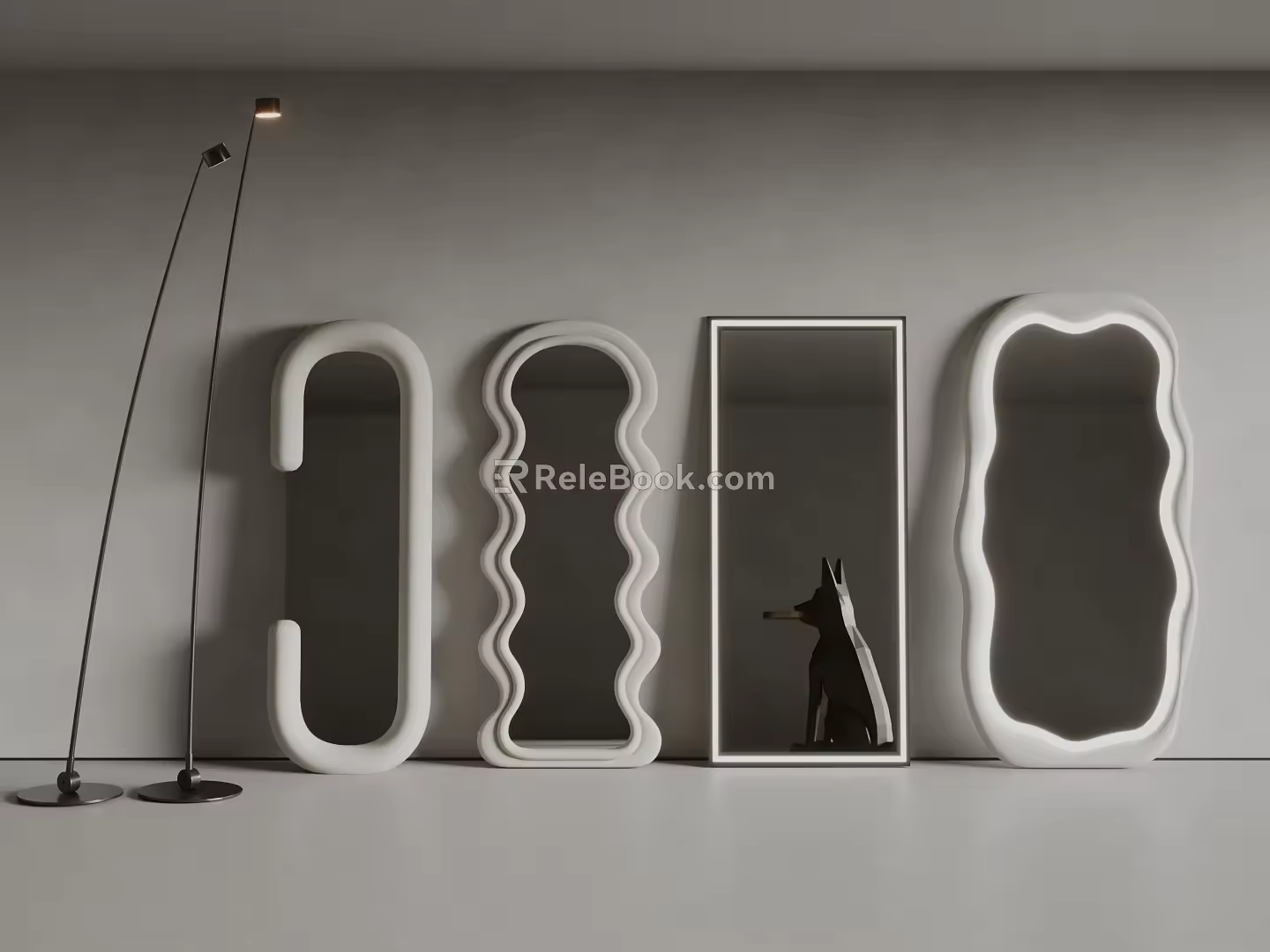 Edra Modern Mirror Full-length Mirror Floor Lamp 3d model