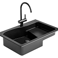 Black Modern Kitchen Sink with Single Bowl Design and Matte Black Faucet