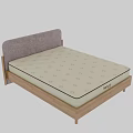 Natura Double Bed With Gray Headboard And Wooden Frame Cream Quilted Mattress