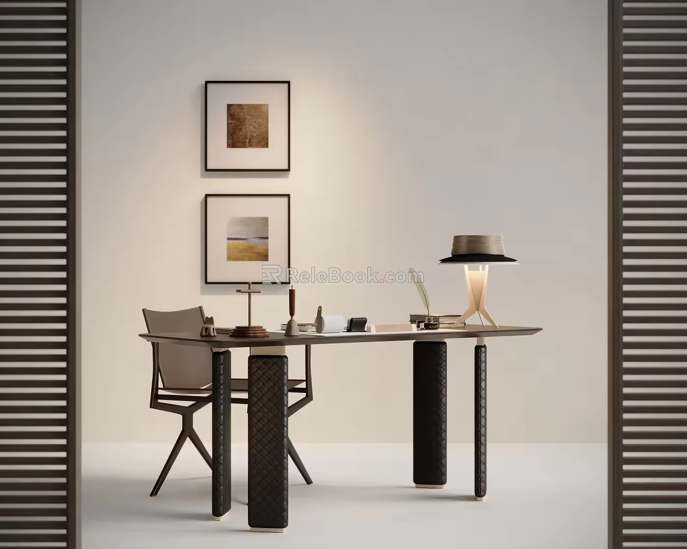Modern desk and chair combination 3d model
