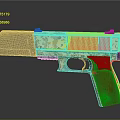 Camouflage Patterned Tactical Pistol With Brown Wooden Grip And Black Components