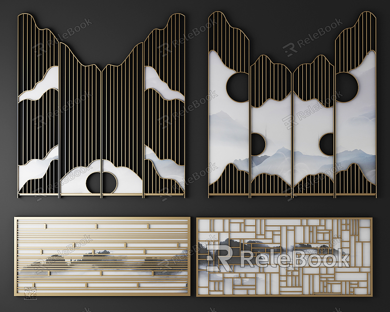 New Chinese-style screen partition screen model