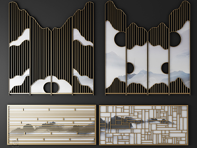 New Chinese-style screen partition screen model