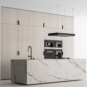 solid wood cabinet open kitchen 3d model