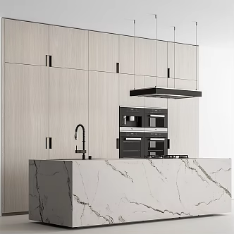 solid wood cabinet open kitchen 3d model