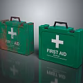 New And Old Green First Aid Kits Medical Equipment With White Cross Labels