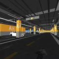 Modern Parking Garage Interior With Yellow Pillars Area A Signage Parked Vehicles And Directional Arrows