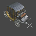 Classic Black and Gold Carriage with Enclosed Cabin Spoked Wheels and Decorative Lanterns