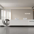 Modern Biosphere Office Reception Desk With White Counter And Spherical Decoration