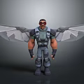 3D Sci Fi Fantasy Humanoid Character With Bat Like Wings And Armored Tech Suit Design