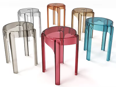 Modern Transparent Stools in Multiple Colors for Contemporary Home Use 3d model