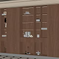 Modern Built in Wooden Bookshelf With LED Lighting And Multiple Shelves In Living Room