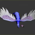 Game Movie Character With Blonde Hair Standing Next to Blue Winged Horse With White Wings
