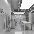 Modern Clothing Store Interior With Mannequins Displayed Clothes And Mirrors