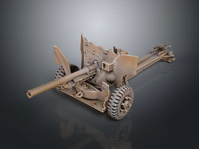 Vintage Military Artillery Weapon Model With Wheeled Base And Cannon Structure 3d model