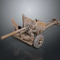 Vintage Military Artillery Weapon Model With Wheeled Base And Cannon Structure