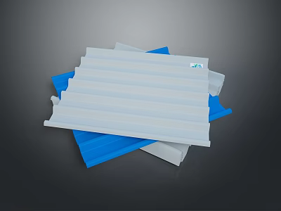 Corrugated Plastic Sheets In White Blue And Gray For Building Use 3d model