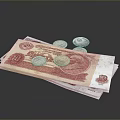 Pink Banknotes And Silver Coins Stacked As Daily Currency Items