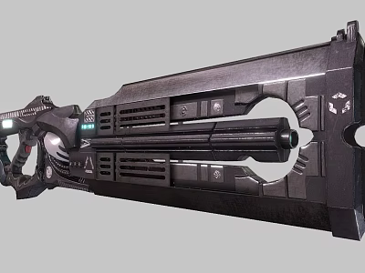 Futuristic Sci Fi Weapon Design With Glowing Blue Accents Vents And Ergonomic Grip Structure 3d model