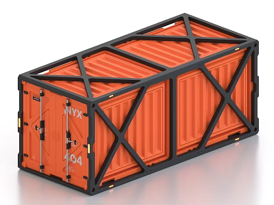 Industrial Equipment Orange Container with Black Frame and NYX 404 on Door 3d model