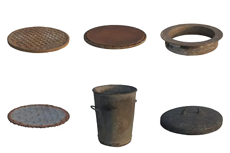 trash can sewer manhole cover 3d model