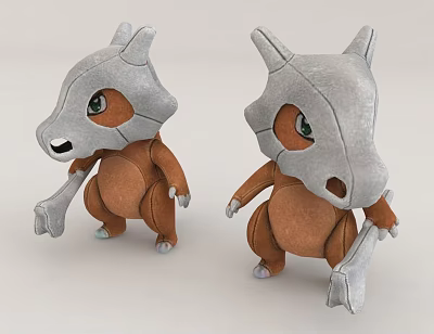 Cute Cubone Inspired Plush Dolls With Gray Skulls Brown Bodies Green Eyes 3d model Cute Cubone Inspired Plush Dolls With Gray Skulls Brown Bodies Green Eyes 3d model