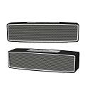 Modern Rectangular Portable Speakers with Mesh Grille and Silver Frame for Desktop Use 3d model