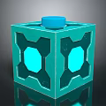 Green Cube Shaped Equipment With Blue Top And Octagonal Side Holes 3d model