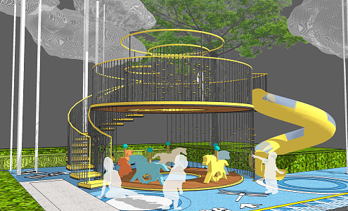 Children's area Modern play equipment 3d model