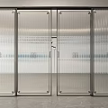 Modern Glass Sliding Doors With Ribbed Texture And Metal Frames For Interior 3d model