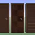 Dark Brown Wooden Flush Doors With Various Panel Designs For Interior Use 3d model