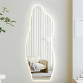 Irregular Wall Mirror With Lighting Reflecting Minimalist Living Room Sofa 3d model