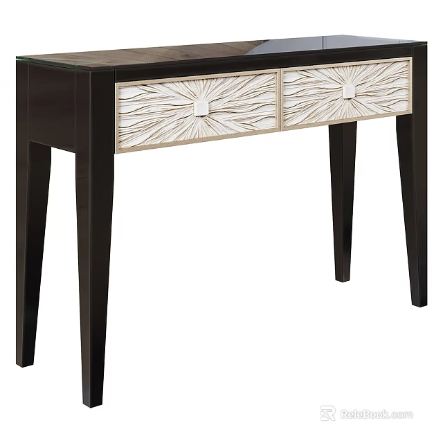 Elegant Entryway Console Table With Black Frame White Drawers And Decorative Sunburst Patterns 3d model