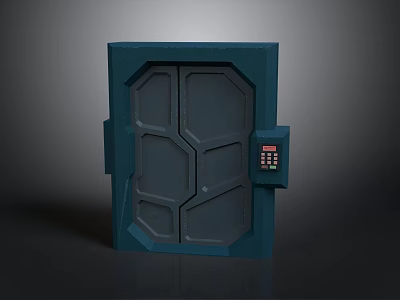 Blue Security Safe With Double Doors Geometric Patterns And Numeric Keypad 3d model