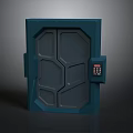 Blue Security Safe With Double Doors Geometric Patterns And Numeric Keypad