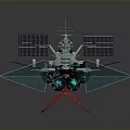 Futuristic Spacecraft Deck Design With Solar Panels Thrusters And Interstellar Features