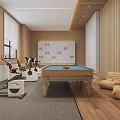 Fitness Gym Interior with Treadmills Exercise Bikes Pool Table and Wooden Flooring
