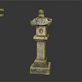 Traditional Stone Lantern Structure With Carved Top Lantern Chamber And Base