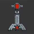 Mechanical Weapon Design With Tripod Stand Red Component And Gray Metal Body Structure