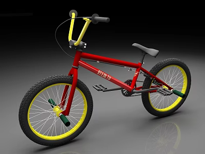 Red BMX Bike With Yellow Handlebars Yellow Wheel Rims Black Seat And White Street Lettering 3d model