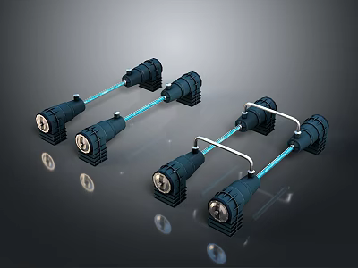 High Quality Industrial Hardware Tools Featuring Threaded Metal Connectors And Blue Components 3d model