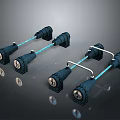 High Quality Industrial Hardware Tools Featuring Threaded Metal Connectors And Blue Components 3d model