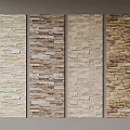 Vertical Stone Wood Wall Panels Featuring Four Different Textures And Tones