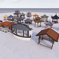 Traditional Chinese Pavilion Models With Diverse Roof Styles And Colorful Designs