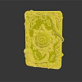 Wood Stone Decorative Square With Green Vines And Orange Spiral Texture