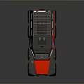 Rugged Six Wheel Off Road Vehicle in Gray and Red with Roof Rack